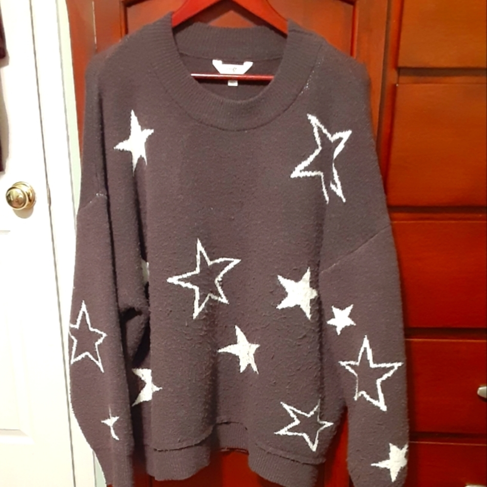 Terra & Sky Star Sweater,  Gray, Women's Size 2X